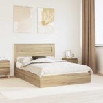 vidaXL Úložná posteľ Sonoma dub 140 x 200 cm Kompozitné drevo