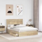 vidaXL Úložná posteľ Sonoma dub 140 x 200 cm Kompozitné drevo – Obrázok 3