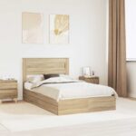 vidaXL Úložná posteľ Sonoma dub 135 x 190 cm Kompozitné drevo