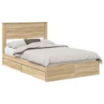 vidaXL Úložná posteľ Sonoma dub 135 x 190 cm Kompozitné drevo – Obrázok 2