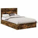 vidaXL Úložná posteľ Dymová dub 135 x 190 cm Kompozitné drevo – Obrázok 2