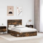 vidaXL Úložná posteľ Dymová dub 135 x 190 cm Kompozitné drevo – Obrázok 3