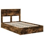 vidaXL Úložná posteľ Dymová dub 135 x 190 cm Kompozitné drevo – Obrázok 4