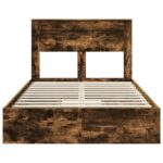 vidaXL Úložná posteľ Dymová dub 135 x 190 cm Kompozitné drevo – Obrázok 8