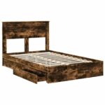 vidaXL Rám postele Dymová dub 120 x 190 cm Kompozitné drevo – Obrázok 5