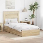 vidaXL Úložná posteľ Sonoma dub 100 x 200 cm Kompozitné drevo