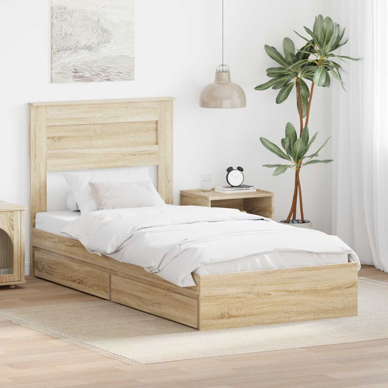 3409934_1.jpg vidaXL Úložná posteľ Sonoma dub 100 x 200 cm Kompozitné drevo – Obrázok 1