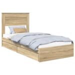 vidaXL Úložná posteľ Sonoma dub 100 x 200 cm Kompozitné drevo – Obrázok 2