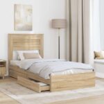 vidaXL Úložná posteľ Sonoma dub 100 x 200 cm Kompozitné drevo – Obrázok 3