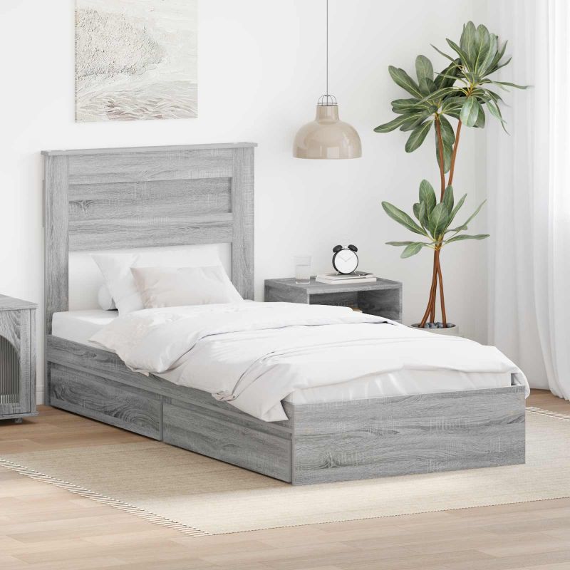 3409937_1.jpg vidaXL Úložná posteľ Sivý Sonoma 100 x 200 cm Kompozitné drevo – Obrázok 1
