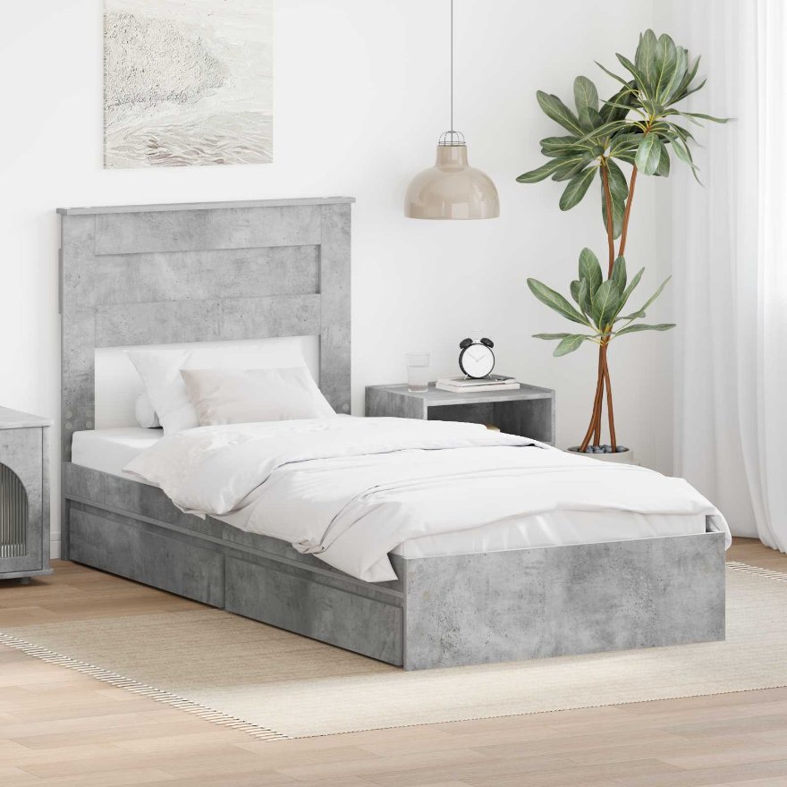 3409940_1.jpg vidaXL Úložná posteľ Betónová šedá 90 x 190 cm Kompozitné drevo – Obrázok 1