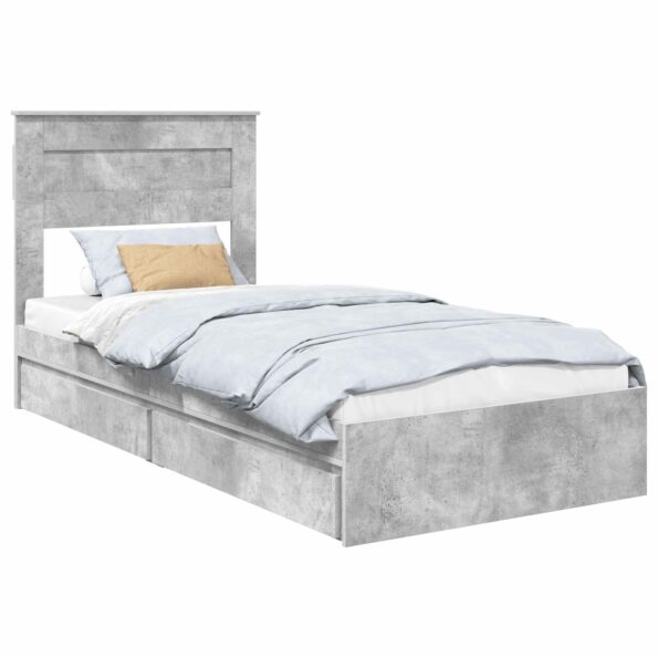 vidaXL Úložná posteľ Betónová šedá 90 x 190 cm Kompozitné drevo – Obrázok 2