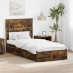vidaXL Úložná posteľ Dymová dub 90 x 190 cm Kompozitné drevo