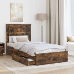 vidaXL Úložná posteľ Dymová dub 90 x 200 cm Kompozitné drevo – Obrázok 3