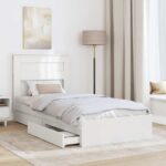 vidaXL Rám postele so zásuvkou Biela 75 x 190 cm Kompozitné drevo – Obrázok 3