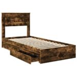 vidaXL Úložná posteľ Dymová dub 75 x 190 cm Kompozitné drevo – Obrázok 5