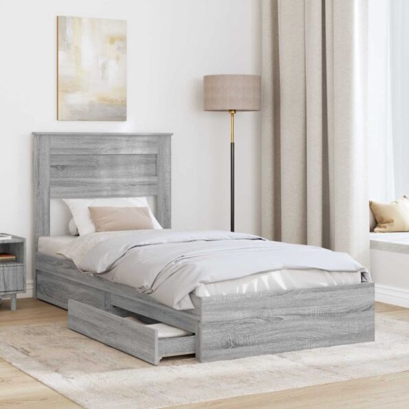 vidaXL Úložná posteľ Sivý Sonoma 75 x 190 cm Kompozitné drevo – Obrázok 3