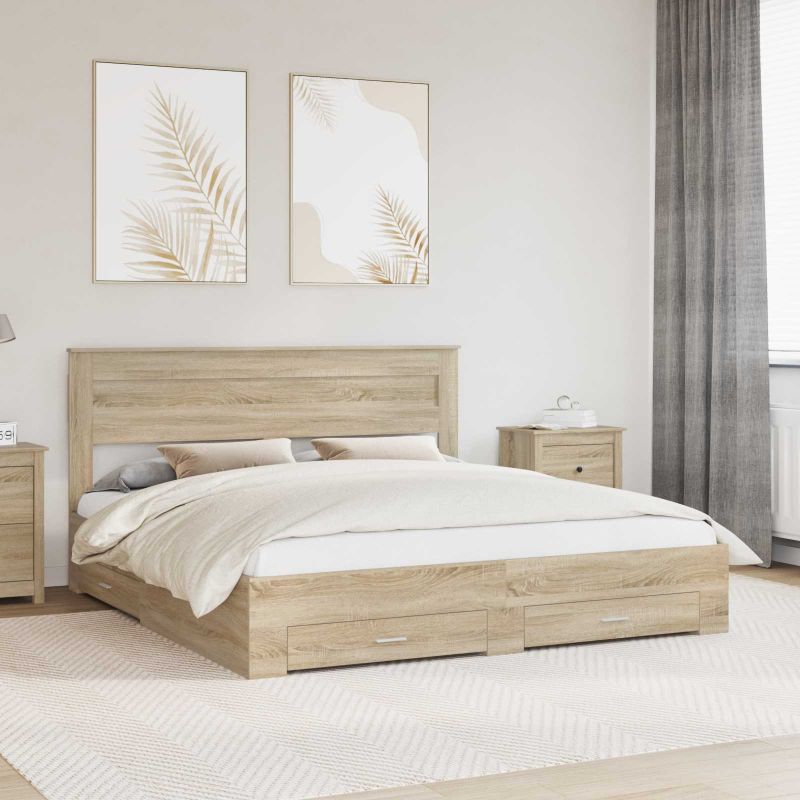 3409954_1.jpg vidaXL Rám postele Sonoma dub 200 x 200 cm Kompozitné drevo – Obrázok 1