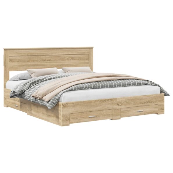 vidaXL Rám postele Sonoma dub 200 x 200 cm Kompozitné drevo – Obrázok 2