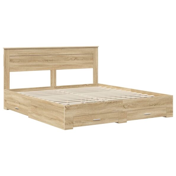 vidaXL Rám postele Sonoma dub 200 x 200 cm Kompozitné drevo – Obrázok 4