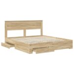 vidaXL Rám postele Sonoma dub 200 x 200 cm Kompozitné drevo – Obrázok 5