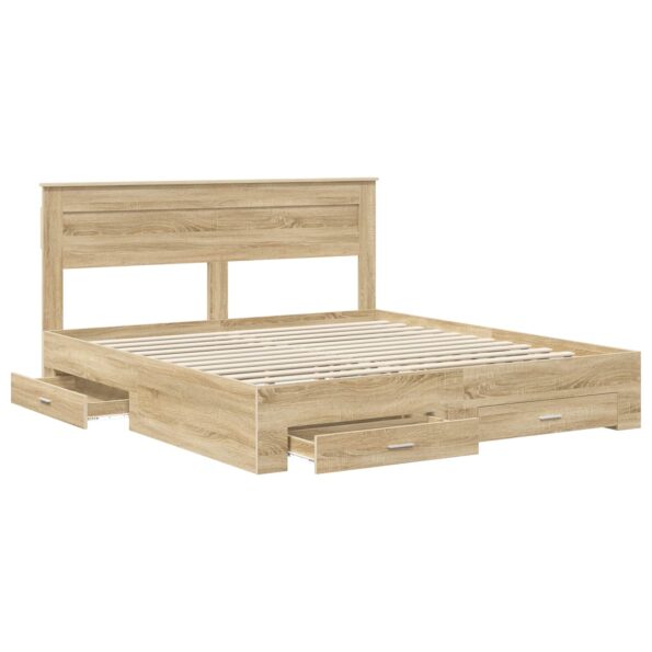 vidaXL Rám postele Sonoma dub 200 x 200 cm Kompozitné drevo – Obrázok 5