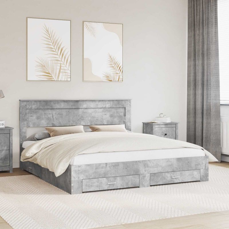 3409955_1.jpg vidaXL Rám postele Betónová šedá 200 x 200 cm Kompozitné drevo – Obrázok 1