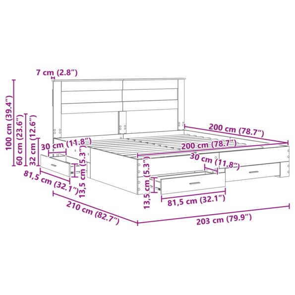 vidaXL Rám postele Betónová šedá 200 x 200 cm Kompozitné drevo – Obrázok 11