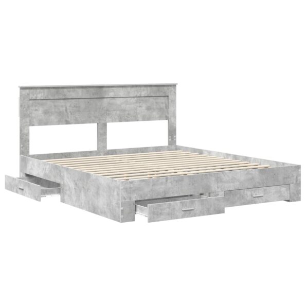 vidaXL Rám postele Betónová šedá 200 x 200 cm Kompozitné drevo – Obrázok 4