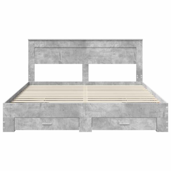 vidaXL Rám postele Betónová šedá 200 x 200 cm Kompozitné drevo – Obrázok 6