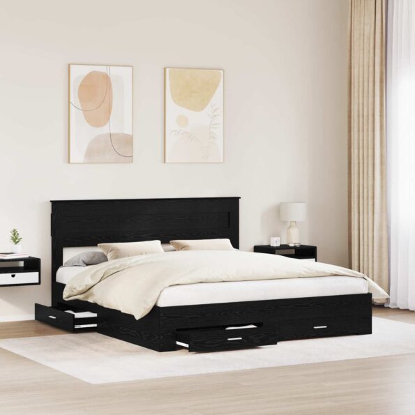 vidaXL Rám postele Čierny dub 180 x 200 cm Kompozitné drevo – Obrázok 3