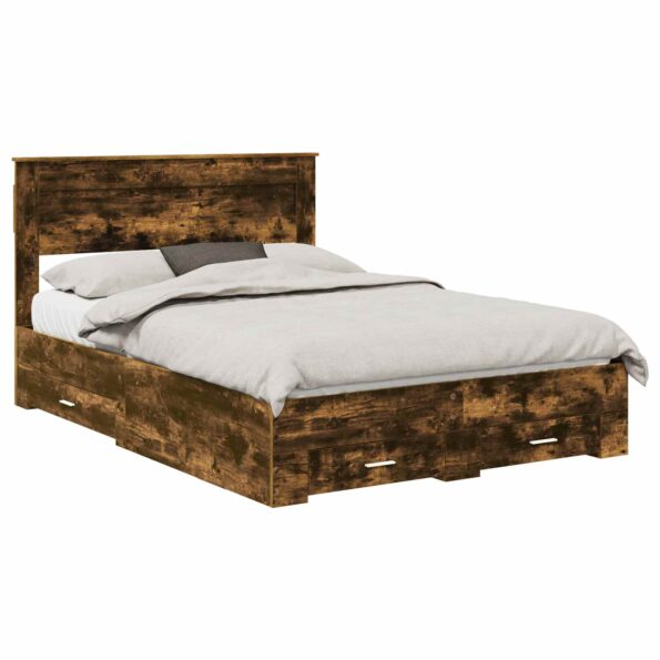 vidaXL Rám postele Dymová dub 150 x 200 cm Kompozitné drevo – Obrázok 2