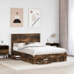 vidaXL Rám postele Dymová dub 150 x 200 cm Kompozitné drevo – Obrázok 3
