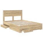 vidaXL Rám postele Sonoma dub 140 x 190 cm Kompozitné drevo – Obrázok 5