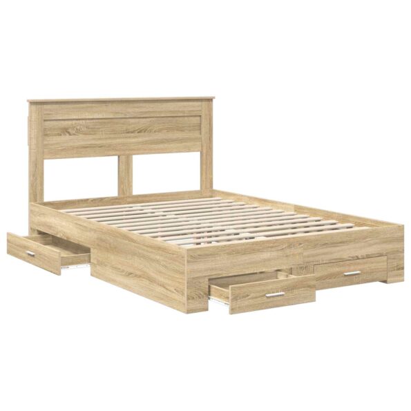 vidaXL Rám postele Sonoma dub 140 x 190 cm Kompozitné drevo – Obrázok 5