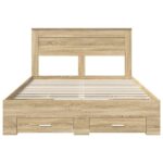 vidaXL Rám postele Sonoma dub 140 x 190 cm Kompozitné drevo – Obrázok 8