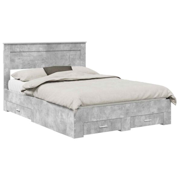 vidaXL Rám postele Betónová šedá 140 x 190 cm Kompozitné drevo – Obrázok 2