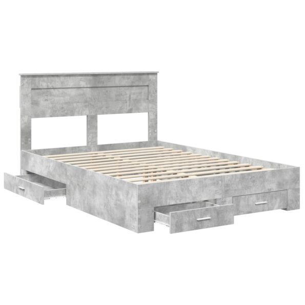 vidaXL Rám postele Betónová šedá 140 x 190 cm Kompozitné drevo – Obrázok 5