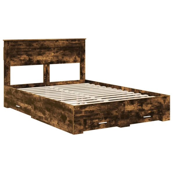 vidaXL Rám postele Dymová dub 140 x 190 cm Kompozitné drevo – Obrázok 4