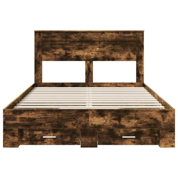 vidaXL Rám postele Dymová dub 140 x 190 cm Kompozitné drevo – Obrázok 8