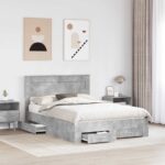 vidaXL Rám postele Betónová šedá 140 x 200 cm Kompozitné drevo – Obrázok 3