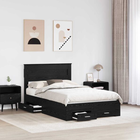 vidaXL Rám postele Čierny dub 135 x 190 cm Kompozitné drevo – Obrázok 3