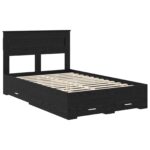 vidaXL Rám postele Čierny dub 135 x 190 cm Kompozitné drevo – Obrázok 4