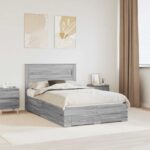 vidaXL Rám postele Sivý Sonoma 135 x 190 cm Kompozitné drevo