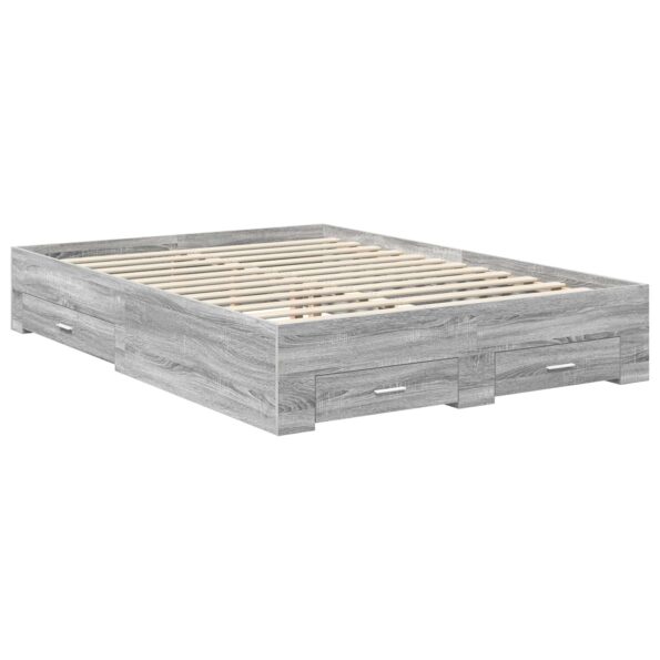 vidaXL Rám postele Sivý Sonoma 135 x 190 cm Kompozitné drevo – Obrázok 6
