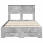 vidaXL Rám postele Betónová šedá 120 x 190 cm Kompozitné drevo – Obrázok 8