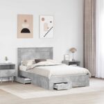 vidaXL Rám postele Betónová šedá 120 x 200 cm Kompozitné drevo – Obrázok 3