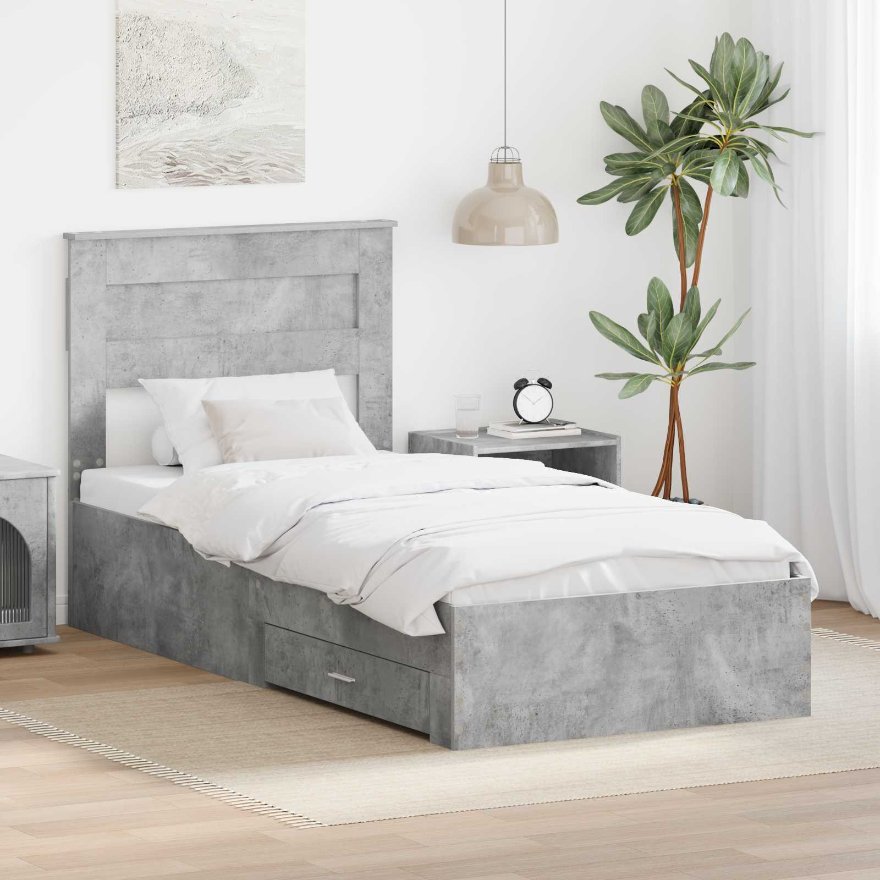 3410022_1.jpg vidaXL Rám postele Betónová šedá 100 x 200 cm Kompozitné drevo – Obrázok 1