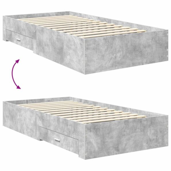 vidaXL Rám postele Betónová šedá 100 x 200 cm Kompozitné drevo – Obrázok 12