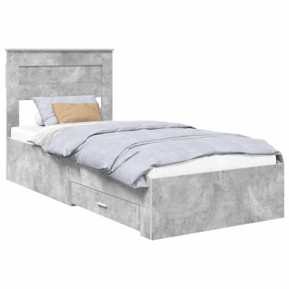vidaXL Rám postele Betónová šedá 100 x 200 cm Kompozitné drevo – Obrázok 2